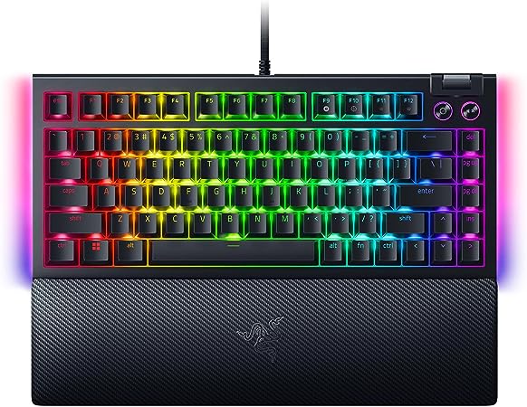 Razer BlackWidow V4 75% Mechanical Gaming Keyboard: Hot-Swappable Design - Compact & Durable - Orange Tactile Switches - Chroma RGB - MF Roller & Media Keys - Comfortable Wrist Rest - Black