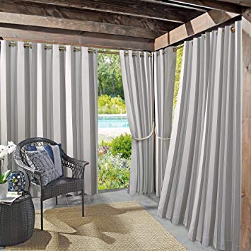 Sun Zero Valencia UV Protectant Indoor Outdoor Curtain Panel, 54" x 84", Gray