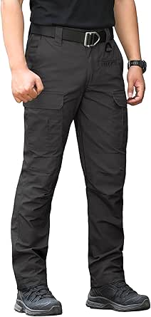 CARWORNIC Men's Ripstop Tactical Pants Water-Resistant Military Cargo Pants Lightweight EDC Pockets Outdoor Hiking Work Pants