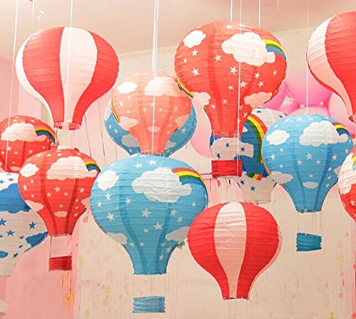 Hot Air Balloon Paper Lantern Chinese Japanese Paper Lamps Party Paper Lanterns Lantern Ball Lamps Decorations Christmas String Lights Rainbow Mixed Colors 12'', Set of 10