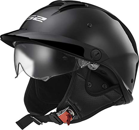 LS2 Helmets Rebellion Unisex-Adult Half Helmet Motorcycle Helmet (Gloss Black, Large)