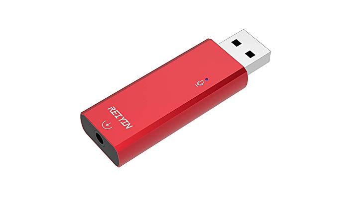 Reiyin DA-02 DAC USB-A Digital to Analog Converter, 192khz 24bit USB to 3.5mm Audio Adapter with Analog and Optical Digital Output Mode - Red