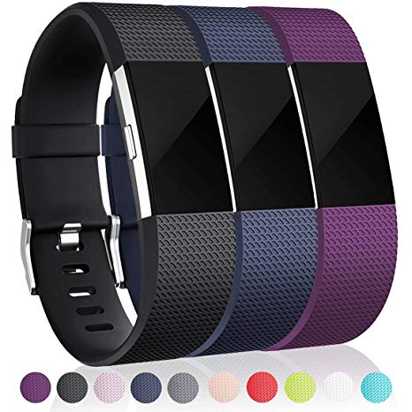 Maledan Replacement Accessories Bands for Fitbit Charge 2, 3 Pack