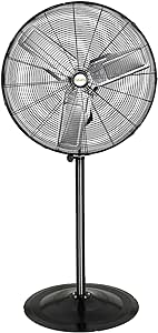 30" 8800 CFM High-Velocity Industrial Pedestal Fan, 3-Speed Heavy Duty Oscillating Stand Fan with Aluminum Blades and Adjustable Height, Metal Shop Fan for Commercial, Warehouse, and Garage