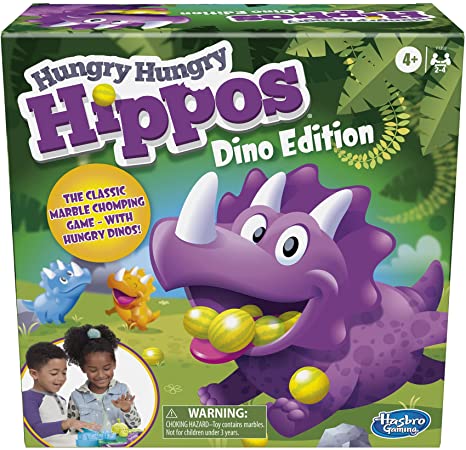 Hasbro Gaming Hungry Hungry Hippos Dino Edition Board Game, Pre-School Game for Ages 4 and Up; for 2 to 4 Players (Amazon Exclusive)