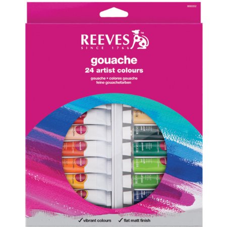 Reeves 24-Pack Gouache Color Tube Set 10ml