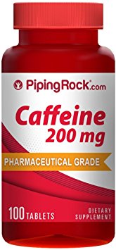 Piping Rock Caffeine Pharmaceutical Grade 200 mg 100 Tablets Dietary Supplement