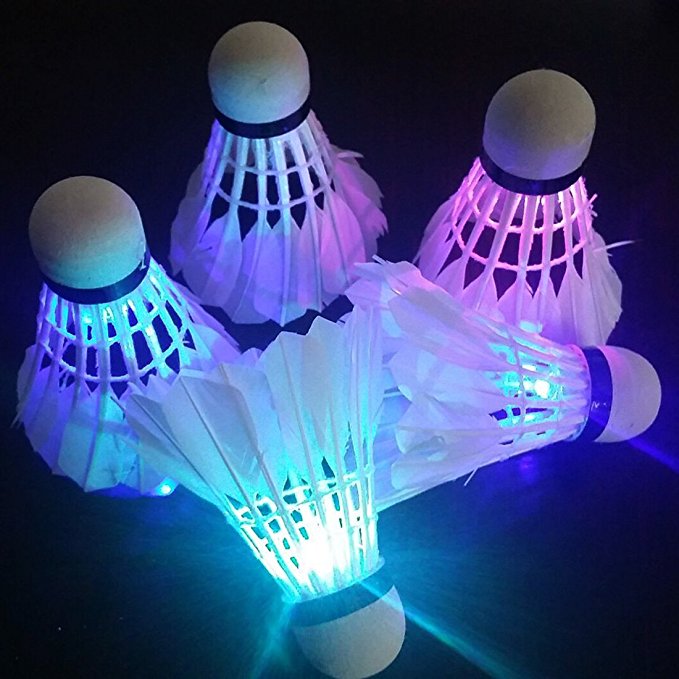 Bringsine LED Badminton Shuttlecock Dark Night Glow Birdies Lighting for Indoor Sports Activities