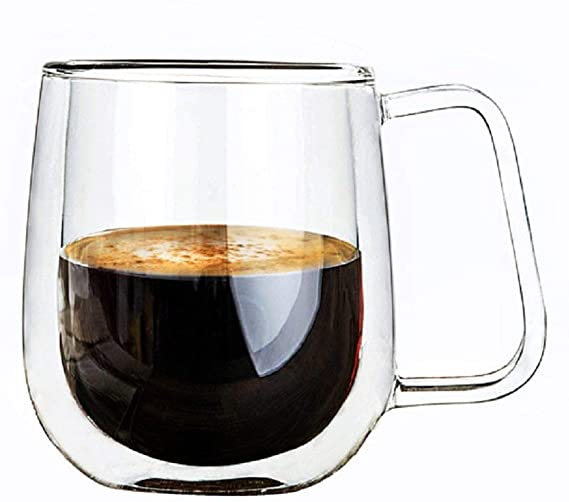 Vicloon Double Walled Glass Mugs,Borosilicate Glass Cups,for Tea,Coffee,Latte,Cappuccino,Espresso,Beer,250ml