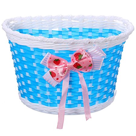 OUTERDO Girls Bike Bicycle Cycling Front Basket Flowery Shopping Stabilizers Children Kids