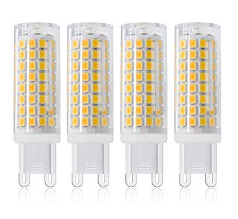 New G9 LED Light Bulb, Dimmable G9 Bi-Pin Base Bulb,7W Equivalent 75W Halogen, AC 120V 730lm 360 Beam Angle for Ceiling Fans,Chandeliers,Track Lighting(Pack of 4) (Warm White)