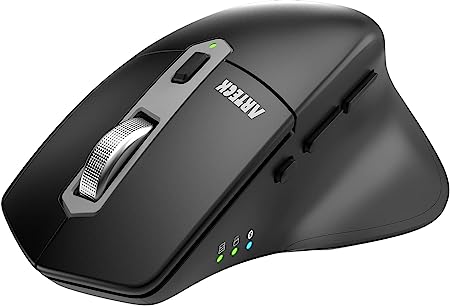 Arteck Multi-Device Wireless Bluetooth Mouse with Nano USB-A, USB-C Receiver Ergonomic Right Hand Silent Clicking Rechargeable Mouse for Computer Desktop PC Laptop Mac iPad and Windows 11/10 iPad OS