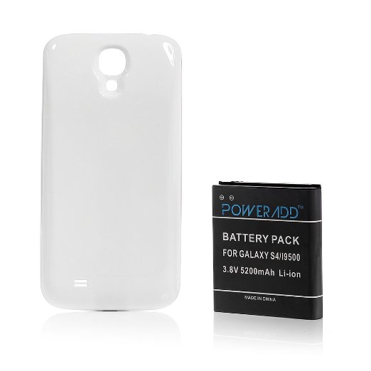 Poweradd8482 5200mAh Replacement Battery with White Back Cover for Samsung Galaxy S4 SIV i9500