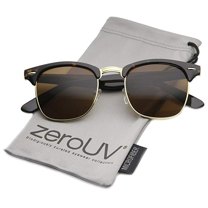 zeroUV Designer Inspired Classic Half Frame Horned Rim Sunglasses