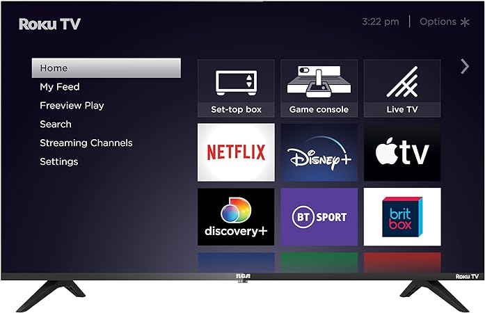 RCA Roku TV 43 Inch 4K Smart TV, 43" Ultra HD TV with Apple TV  BBC Netflix Freeview Play, HDR Dolby Audio DVB-T2/T 3 x HDMI 2 x USB 2.0 Port UHD Television, Ideal Large Screen TV for Living Room