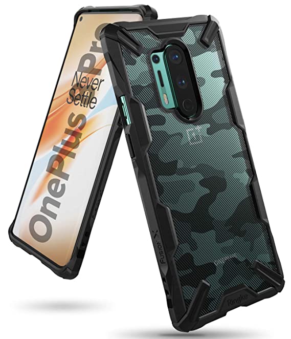 Ringke Fusion-X for OnePlus 8 Pro Case Back Cover, [Military Drop Tested] Hard PC Back TPU Bumper Impact Resistant Protection for OnePlus 8 Pro Back Cover Case - Camo Black