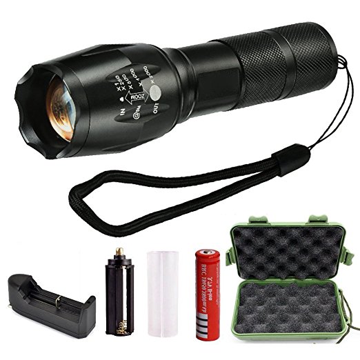 Airsspu LED Handheld Flashlights, Portable Tactical Flashlight,Rechargeable 18650 Battery and Charger , Adjustable Focus Tac Light, Water Resistant Brightest Torch for Camping, Biking