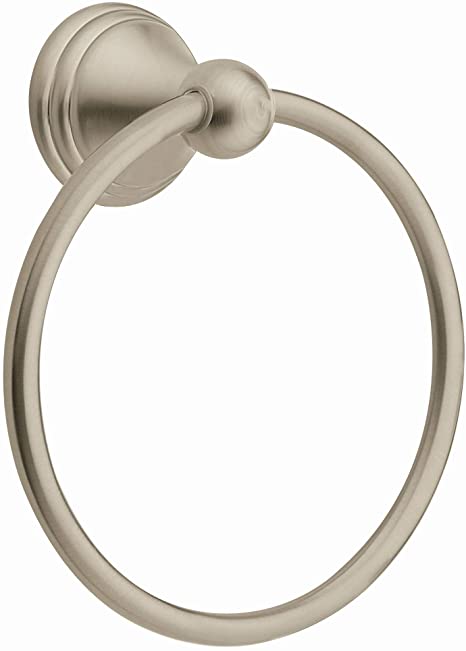 Moen DN8486BN Preston Collection Bathroom Hand Towel Ring, Spot Resist Brushed Nickel, 7 Inch