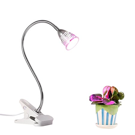 LED Plant Grow Light, ICOCO 5W LED Clip Clamp Grow Light w/ Flexible Neck 360 Degree For Hydroponic Garden Greenhouse Cultivation ( 5 W / 5 Led )
