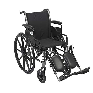 Drive Medical Cruiser III Light Weight Wheelchair with Various Flip Back Arm Styles and Front Rigging Options, Black, 20"