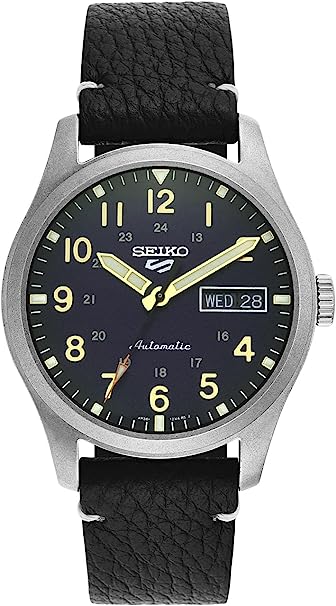 Seiko 5 Sports Automatic Blue Dial Leather Mens Watch SRPG39K1