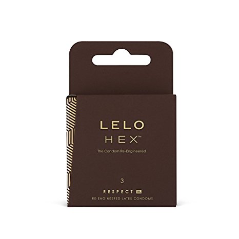 LELO HEX Respect, XL Size, Luxury Condoms with Unique Hexagonal Structure, Thin Yet Strong Latex Condom, Lubricated (3 pack)