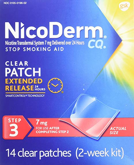 Nicoderm CQ Smoking Cessation Patch with 7mg 14 ct Step 3