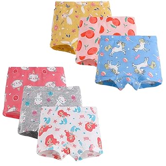 Closecret Kids Series Baby Underwear Little Girls' Cotton Boyshort Panties (Pack of 6)