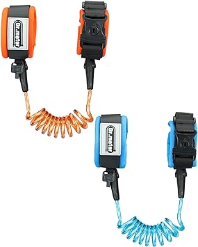Wrist Reins for Toddlers, Dr.meter 2 Pack 1.2M Toddler Wrist Strap for Walking with Key Lock Reflective Toddler Reins Blue and Orange Children's Reins for Supermarket Mall Park