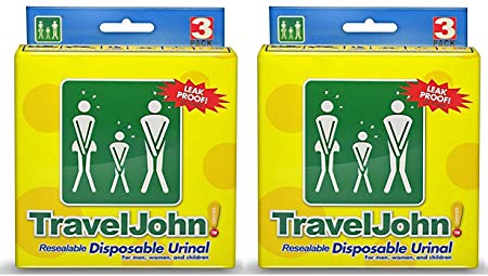 2 x 3 Packs TravelJohn Unisex Disposable/Resealable Urinals