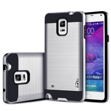 tinxi high quality Hard PC back cover silicone frame Protective Case Cover Skin Shell for Samsung Galaxy Note 4 57 inchessilver