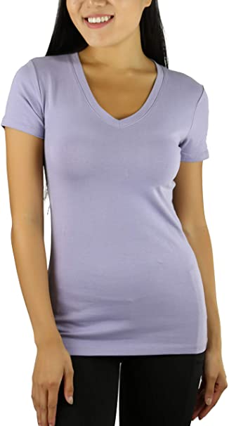 ToBeInStyle Women's Short Sleeve V-Neck Basic T-Shirt