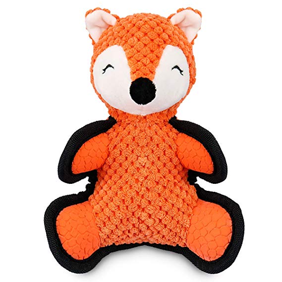 oneisall Interactive Dog Toys - Plush Stuffed Pet Chew Toys for Small Medium Large Dogs Animals,Fox