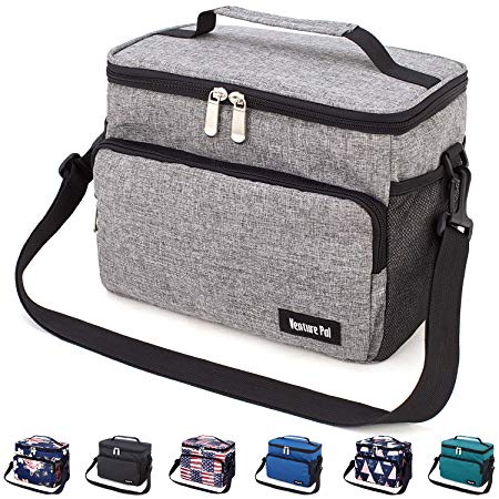 Leakproof Reusable Insulated Durable Cooler Lunch Bag - Office Work School Picnic Beach Lunch Box with Adjustable Shoulder Strap for Women,Men-Gray