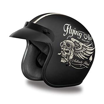 Daytona Helmets Motorcycle Open Face Helmet Cruiser- Flying Ace's 100% DOT Approved