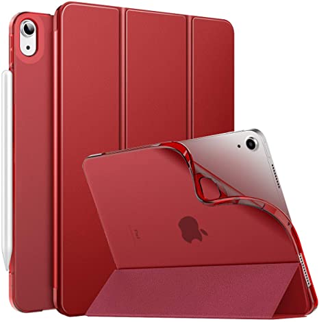 MoKo Case Fit New iPad 10.9 inch, iPad Air 4th Generation Case 2020, Slim Folio Case Smart Trifold Stand with Soft TPU Frosted Translucent Back Cover Fit iPad Air 4 2020, Auto Wake/Sleep, Red