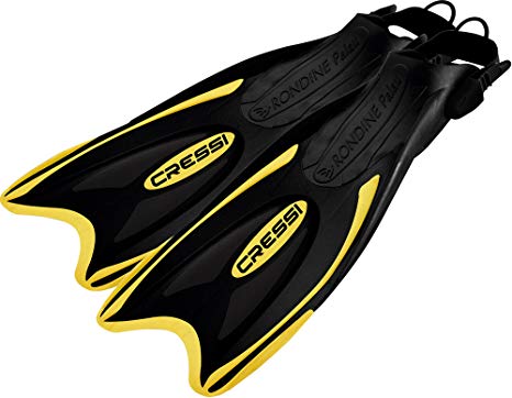 Cressi Snorkeling Adjustable Fins for All Family - Long Blade Versatile Open Heel Flippers | Palau LAF made in Italy