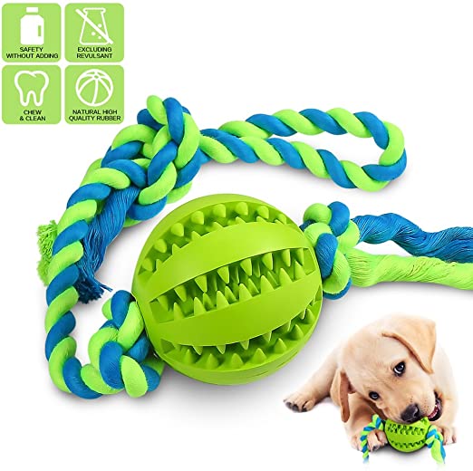 CHLEBEM Interactive Dog Toys, Dog Chew Toys Ball for Small Medium Dogs, IQ Treat Boredom Food Dispensing, Puzzle Puppy Pals Tough Durable Rubber Pet Ball, Best Cleans Teeth Dog Balls