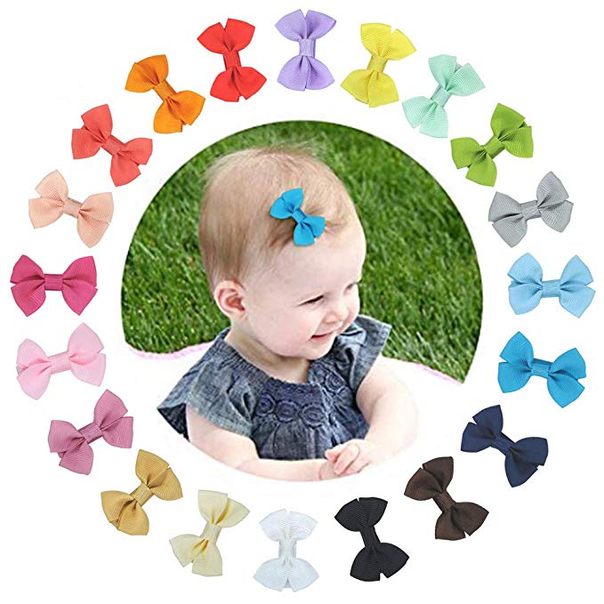 2" Mini Hair Bow Grosgrain Ribbon Hair Bows with Alligator Clips for Baby Girls Toddlers Kids（20colors）