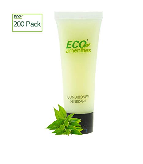 ECO AMENITIES Travel size 1.1oz hotel conditioner in bulk, Clear, Green Tea, 200Count