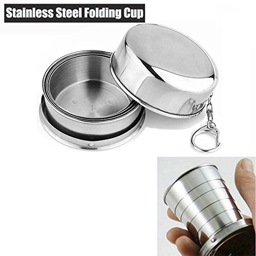 5 Folding Layers Stainless Steel Outdoor Portable Travel Folding Cup Collapsible Telescopic Cup Travel Mug