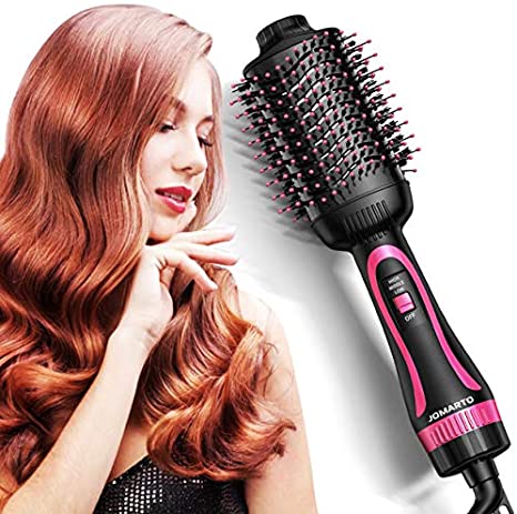 JOMARTO Hair Dryer Brush, 3 In 1 Multifunction Hair Dryer & Volumizer Hot Air Brush, Hot Air Comb, Hot Air Brush For Curly Hair (Pink)