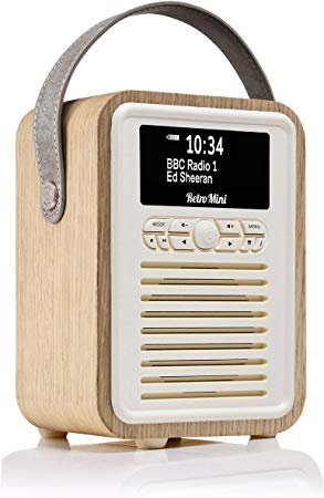 VQ Retro Mini DAB & DAB  Digital Radio with FM, Bluetooth & Alarm Clock – Oak