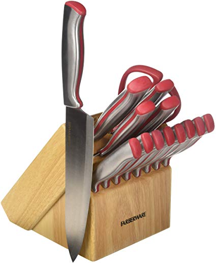 Farberware 5203702 Edgekeeper Knife Set, One Size, Red