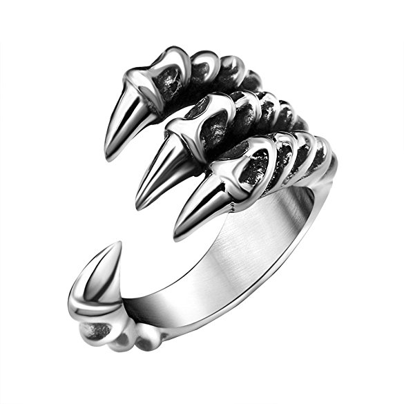 FANSING Jewelry Stainless Steel Dragon Claw Rings for Mens and Womens
