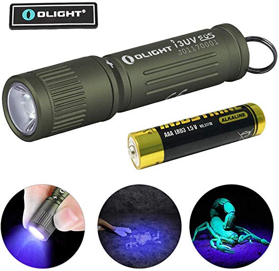 Olight i3 UV Eos Compact Ultraviolet Flashlight 395nM Mini Black Light for Leak, and Hotel Inspection, Pet Urine, Pet Stains and Bed Bug