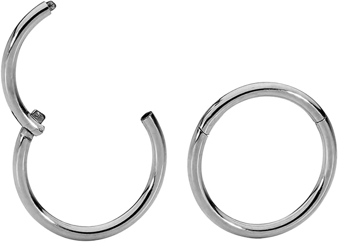 365 Sleepers 1 Pair Titanium 18G (Thin) Hinged Segment Ring Hoop Sleeper Earrings Body Piercing 5mm / 6mm / 7mm / 8mm / 9mm / 10mm / 11mm / 12mm / 13mm