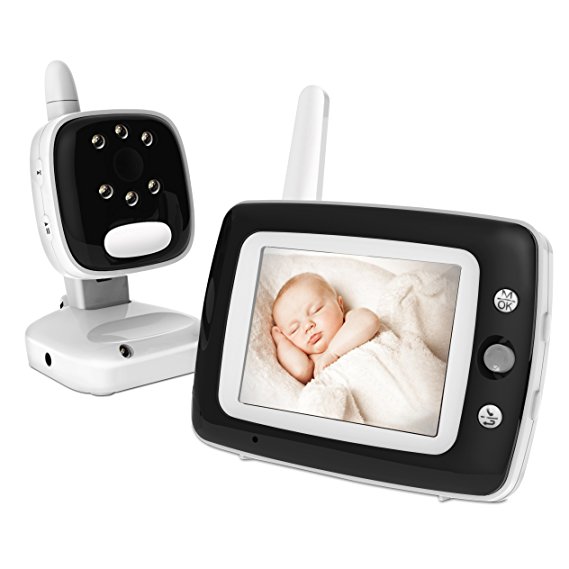 3.5-Inch Digital Video Baby Monitor with Infrared Night Vision, Soothing Lullabies, Two Way Audio and Temperature Monitoring, Long Range (Black)