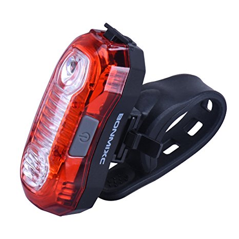 Bonmixc Bike Tail Light Rechargeable, Super Bright LED Bike Rear Light For Maximum Visibility and Safety, Fits on any Bicycles or Helmets