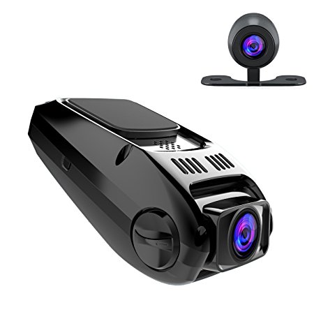 APEMAN Dash Cam In Car Dual Camera DVR 170° Wide Angle Lens G-Sensor Dashboard Camera Car Driving Recorder (Black)